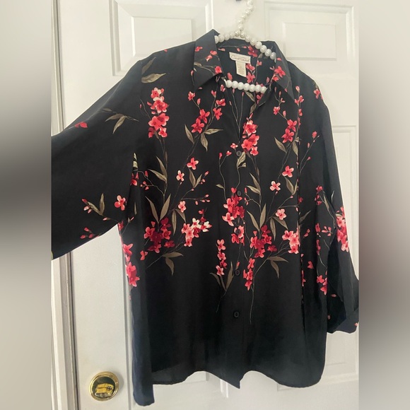 Floral Black/Pink Women's Top - Picture 6 of 8